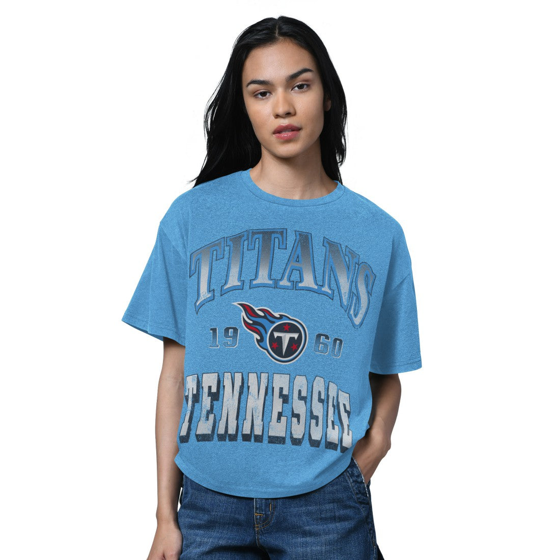 Tennessee Titans Starter Women's Oversized Hall of Fame T-Shirt - Light Blue for sale