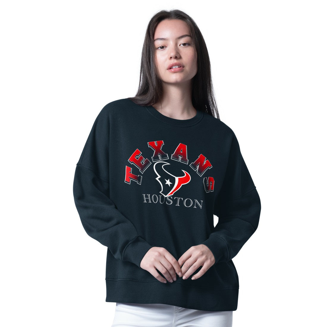 Houston Texans G-III 4Her by Carl Banks Women's Oversized Feud Sweatshirt - Navy on sale