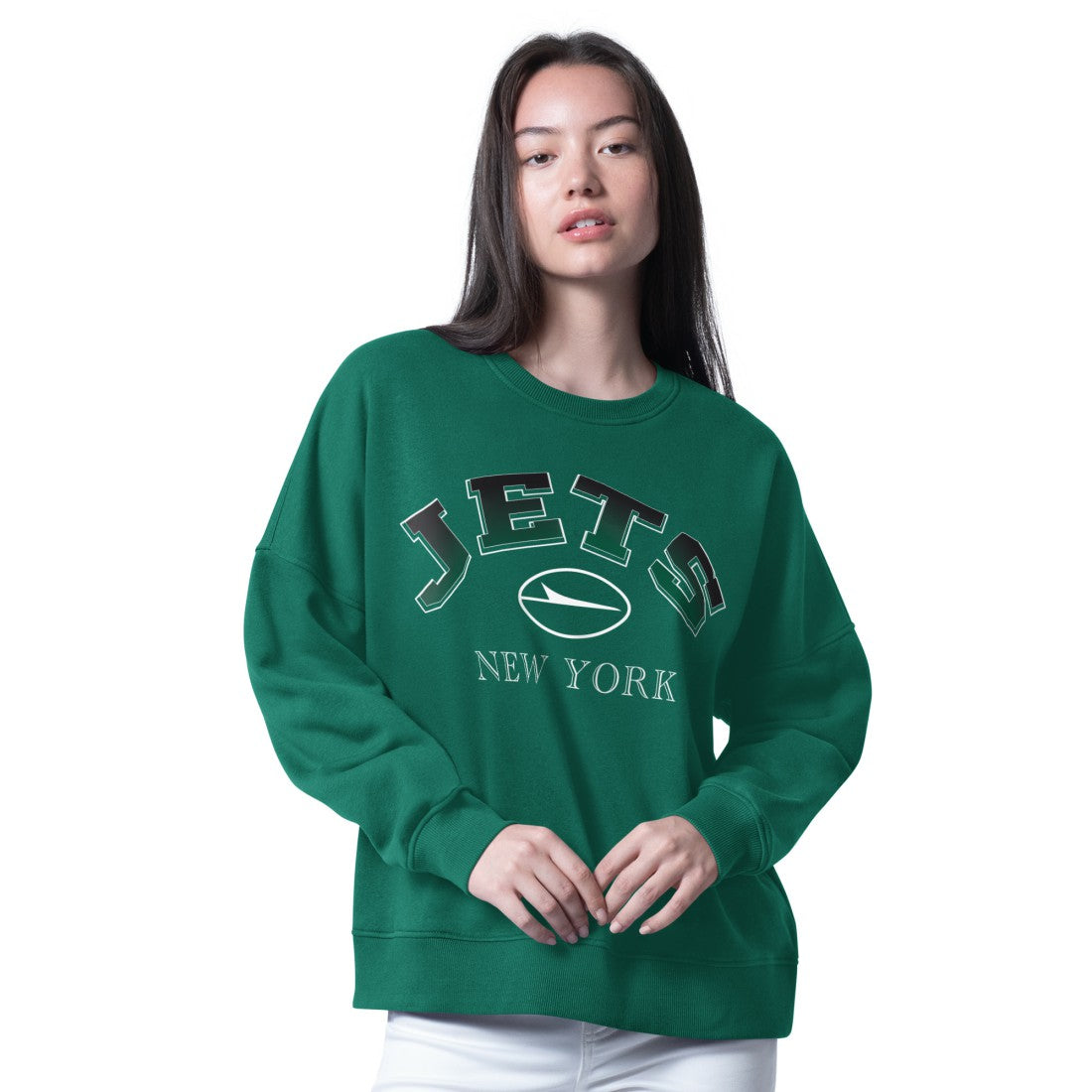 New York Jets G-III 4Her by Carl Banks Women's Oversized Feud Sweatshirt - Green discount