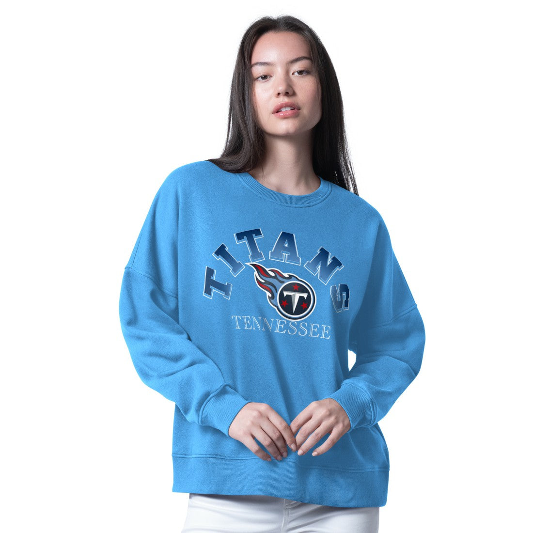 Tennessee Titans G-III 4Her by Carl Banks Women's Oversized Feud Sweatshirt - Light Blue outlet