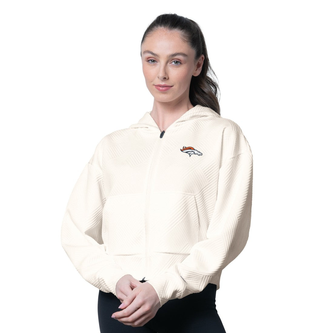 Denver Broncos MSX by Michael Strahan Women's Eleanor Full-Zip Hoodie - Cream online