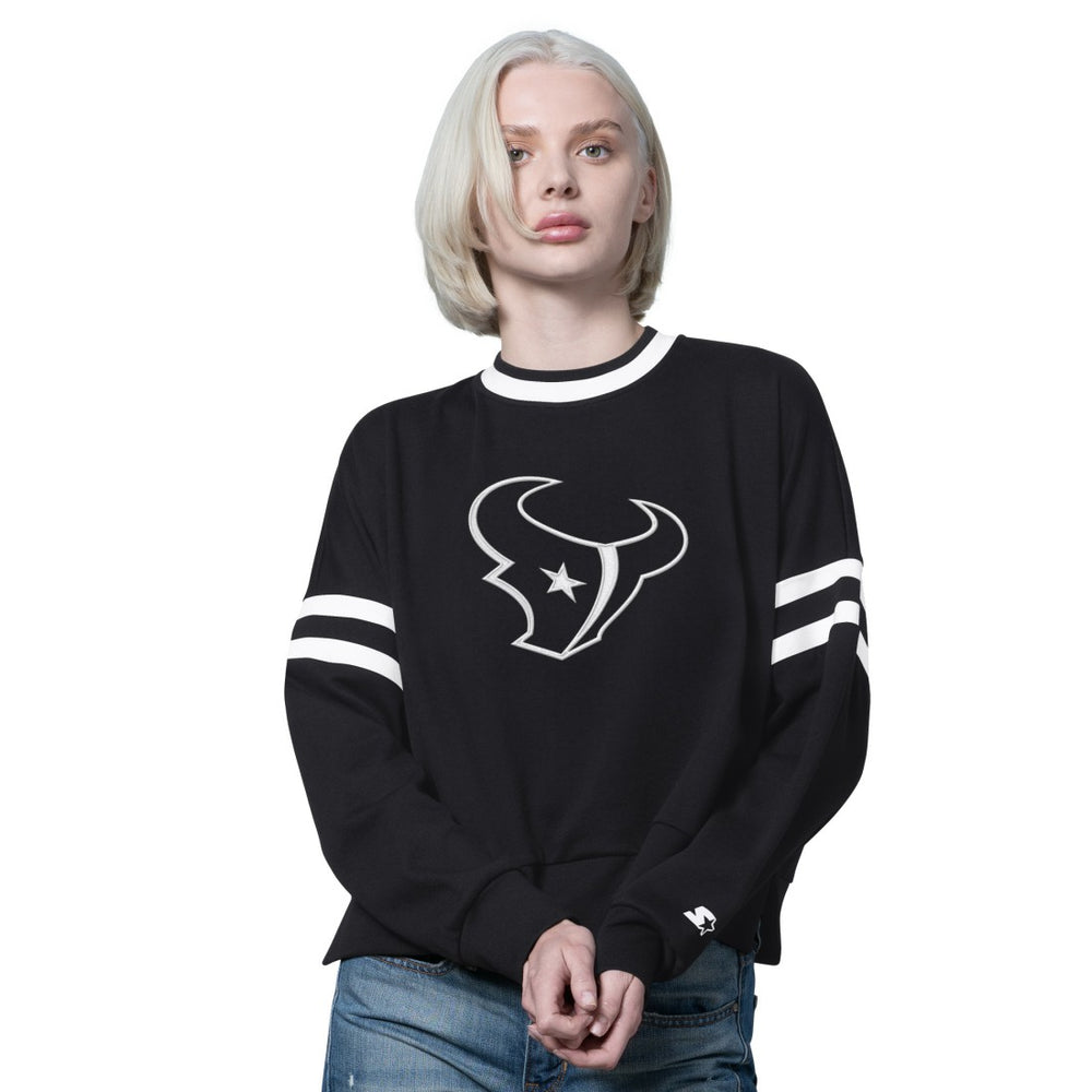 Houston Texans Starter Women's Rally Drop Shoulder Cropped Sweatshirt - Black on sale