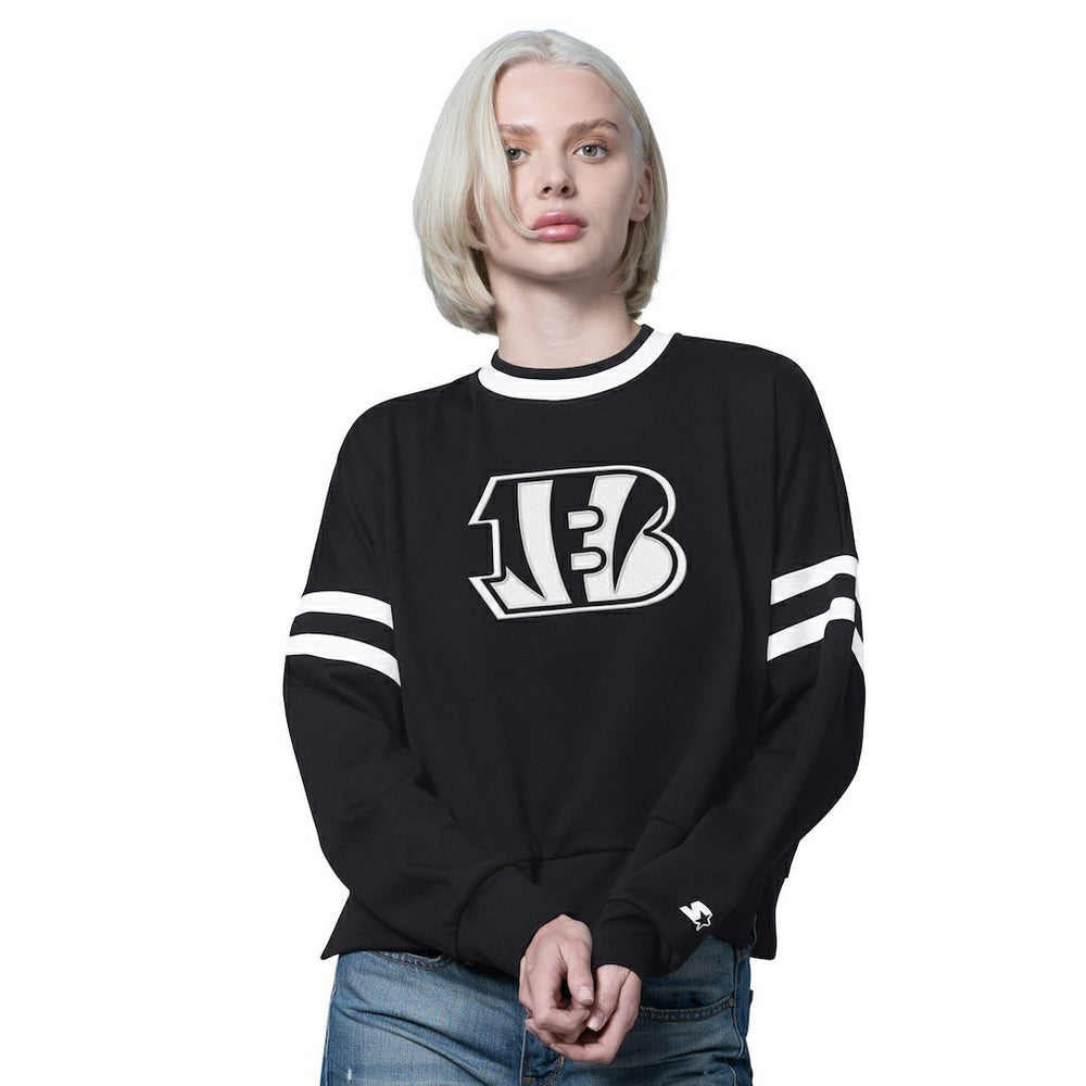 Cincinnati Bengals Starter Women's Rally Drop Shoulder Cropped Sweatshirt - Black sale