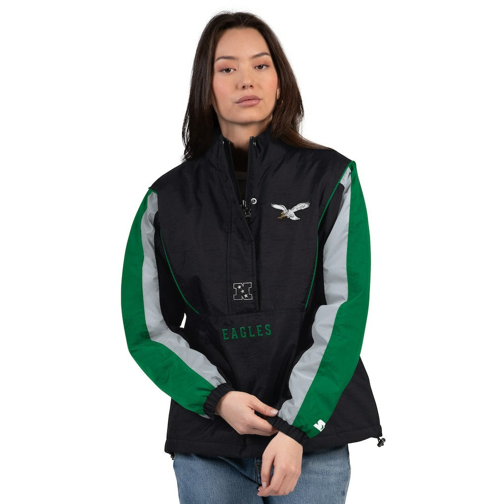 Philadelphia Eagles Starter Women's Thursday Night Gridiron Half-Zip Jacket - Black/Kelly Green sale