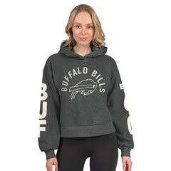 Buffalo Bills Starter Women's Star Player Cropped Fleece Pullover Hoodie - Heather Charcoal cheap