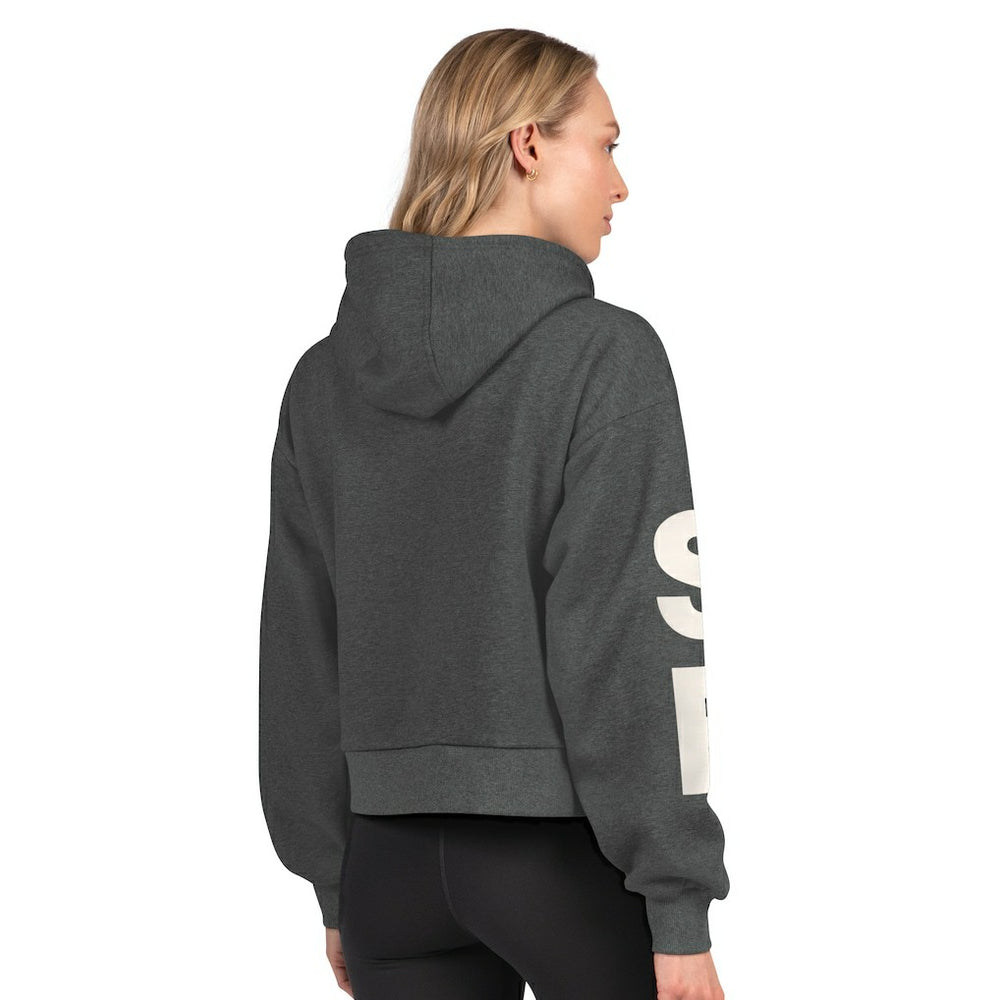 San Francisco 49ers Starter Women's Star Player Cropped Fleece Pullover Hoodie - Heather Charcoal on sale