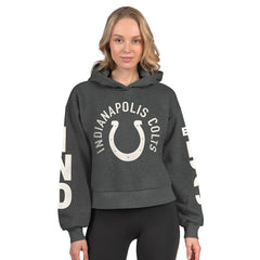 Indianapolis Colts Starter Women's Star Player Cropped Fleece Pullover Hoodie - Heather Charcoal sale