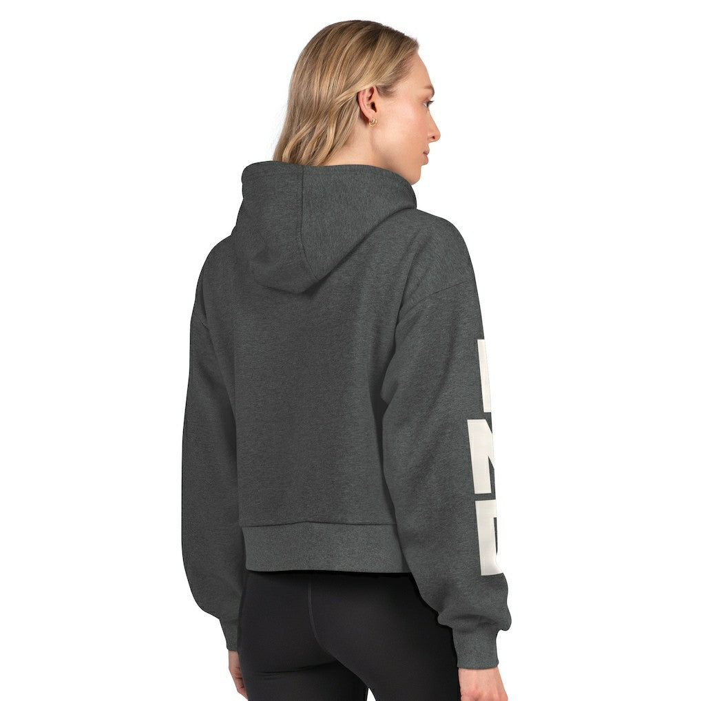 Indianapolis Colts Starter Women's Star Player Cropped Fleece Pullover Hoodie - Heather Charcoal sale
