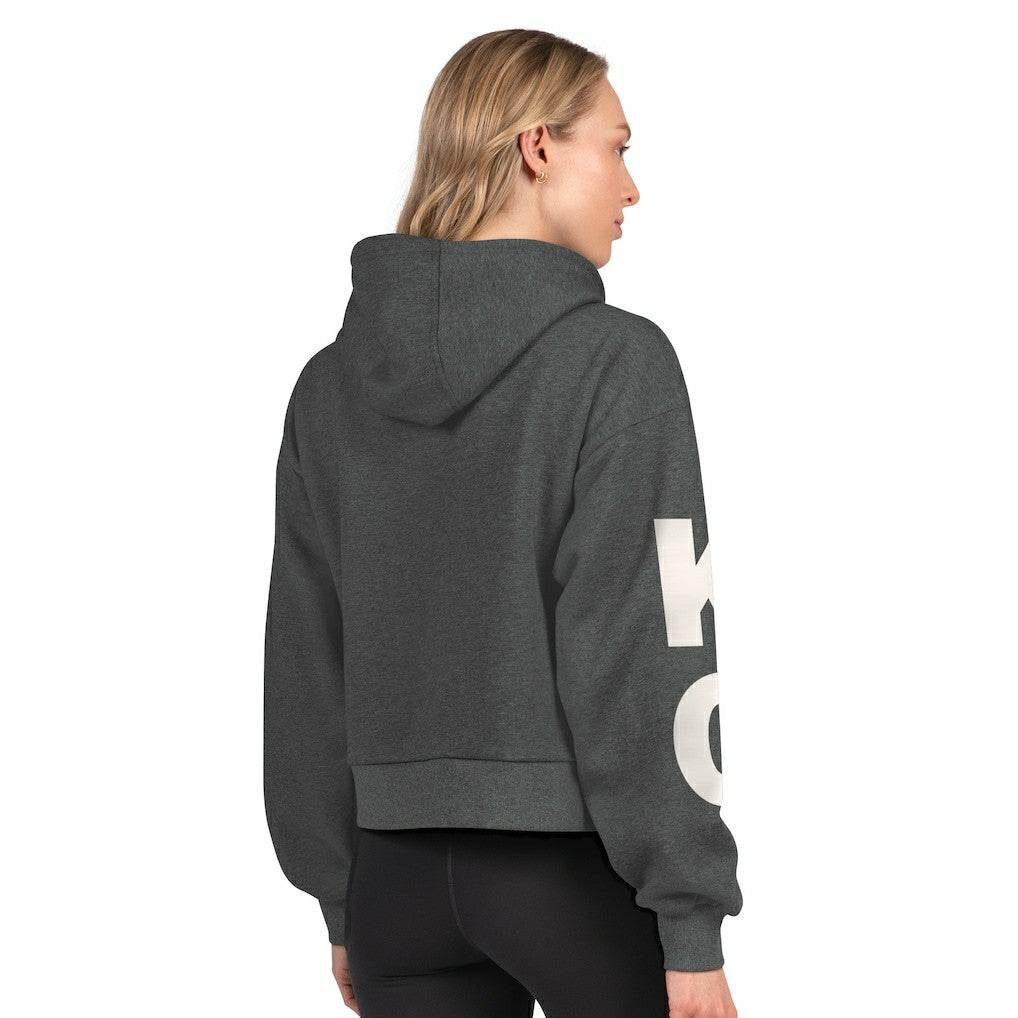 Kansas City Chiefs Starter Women's Star Player Cropped Fleece Pullover Hoodie - Heather Charcoal for sale
