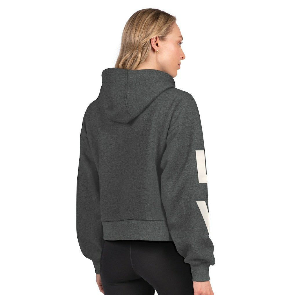 Las Vegas Raiders Starter Women's Star Player Cropped Fleece Pullover Hoodie - Heather Charcoal for sale