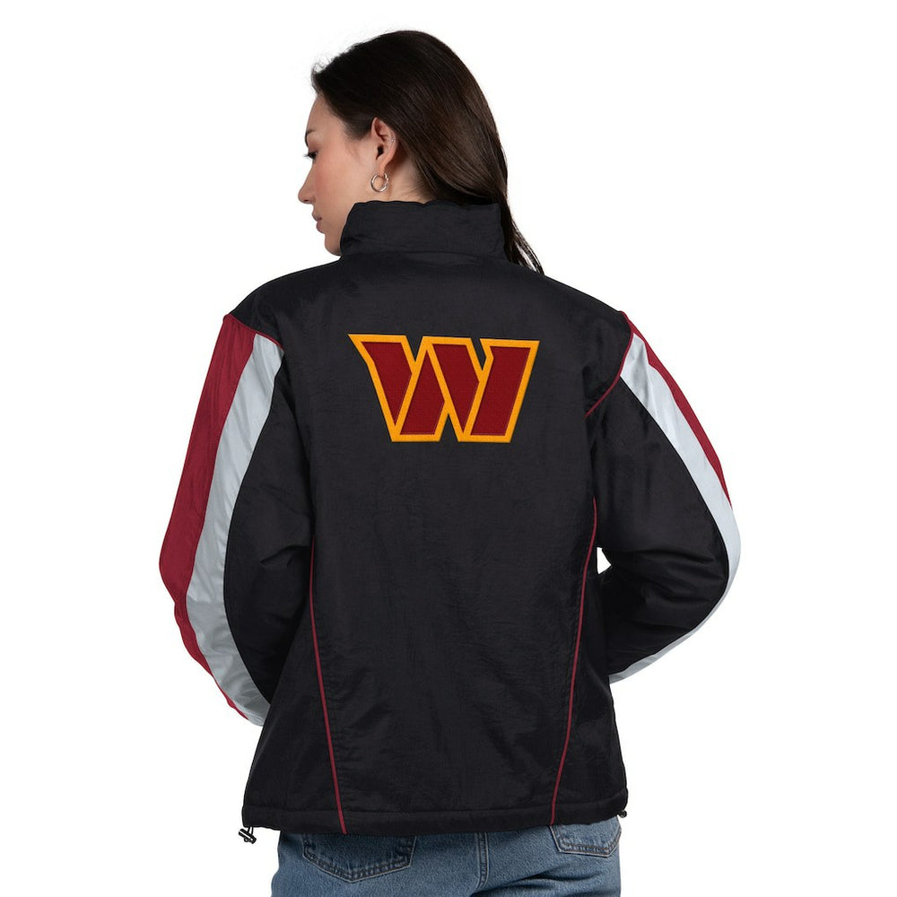 Washington Commanders Starter Women's Thursday Night Gridiron Half-Zip Jacket - Black/Burgundy online