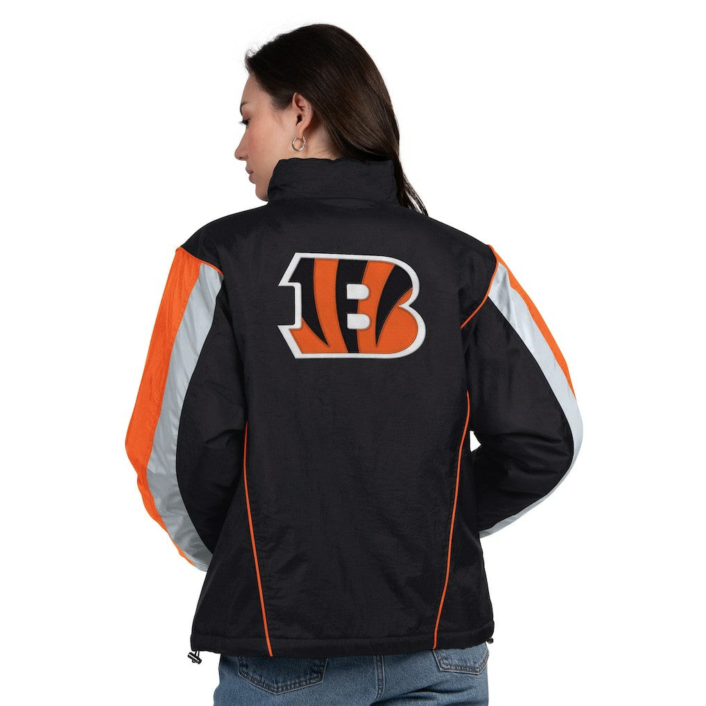 Cincinnati Bengals Starter Women's Thursday Night Gridiron Half-Zip Jacket - Black/Orange on sale