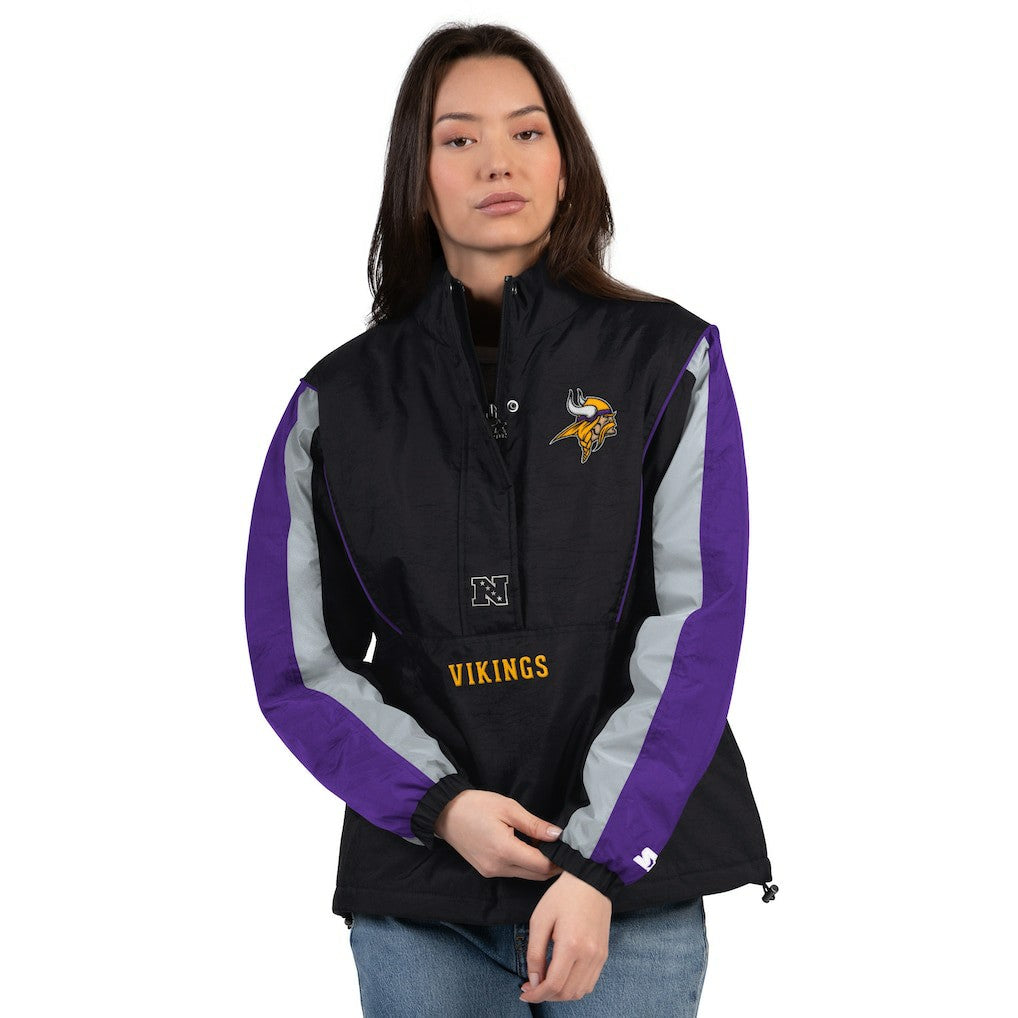 Minnesota Vikings Starter Women's Thursday Night Gridiron Half-Zip Jacket - Black/Purple outlet