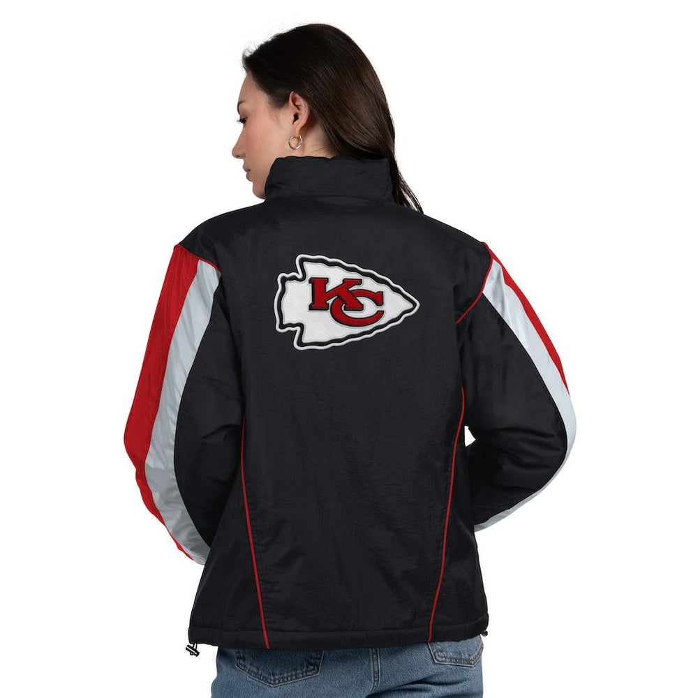 Kansas City Chiefs Starter Women's Thursday Night Gridiron Half-Zip Jacket - Black/Red on sale