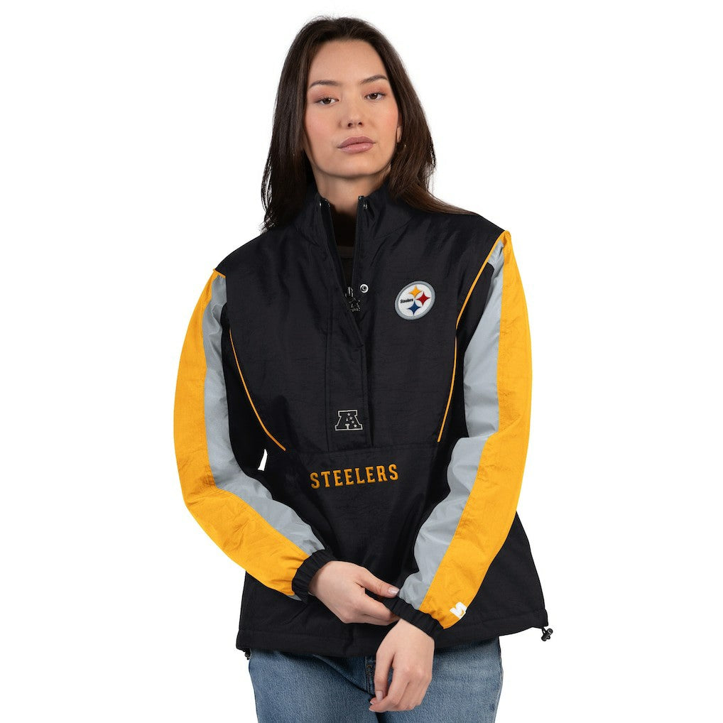 Pittsburgh Steelers Starter Women's Thursday Night Gridiron Half-Zip Jacket - Black/Gold outlet