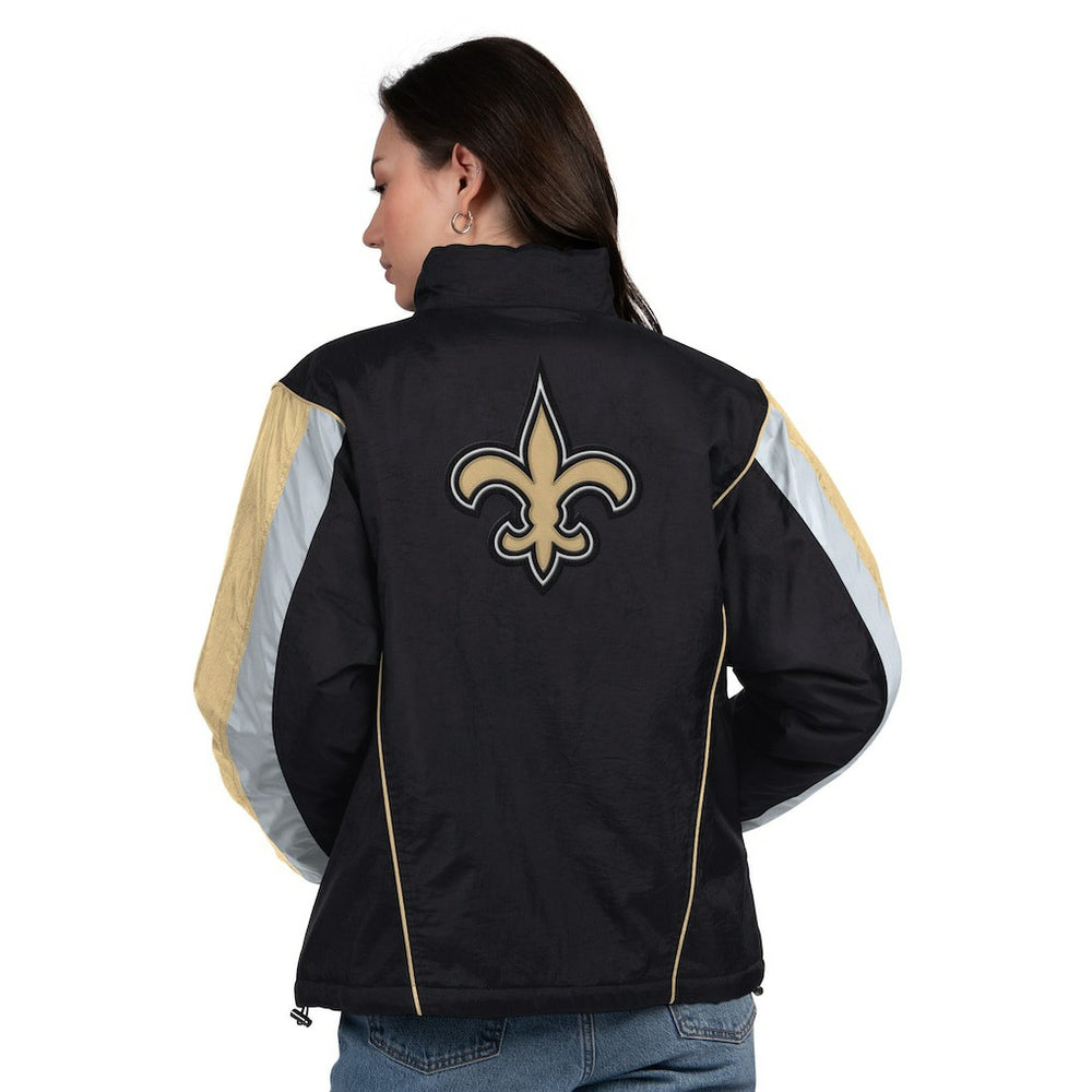 New Orleans Saints Starter Women's Thursday Night Gridiron Half-Zip Jacket - Black/Gold discount