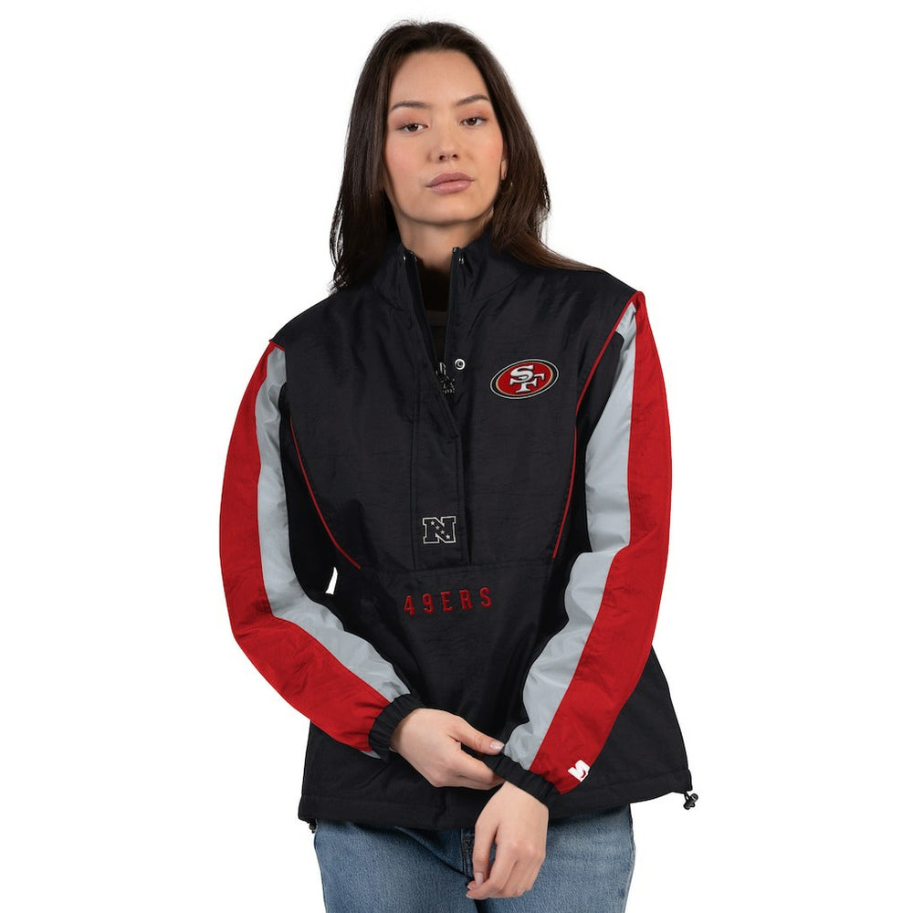 San Francisco 49ers Starter Women's Thursday Night Gridiron Half-Zip Jacket - Black/Scarlet cheap