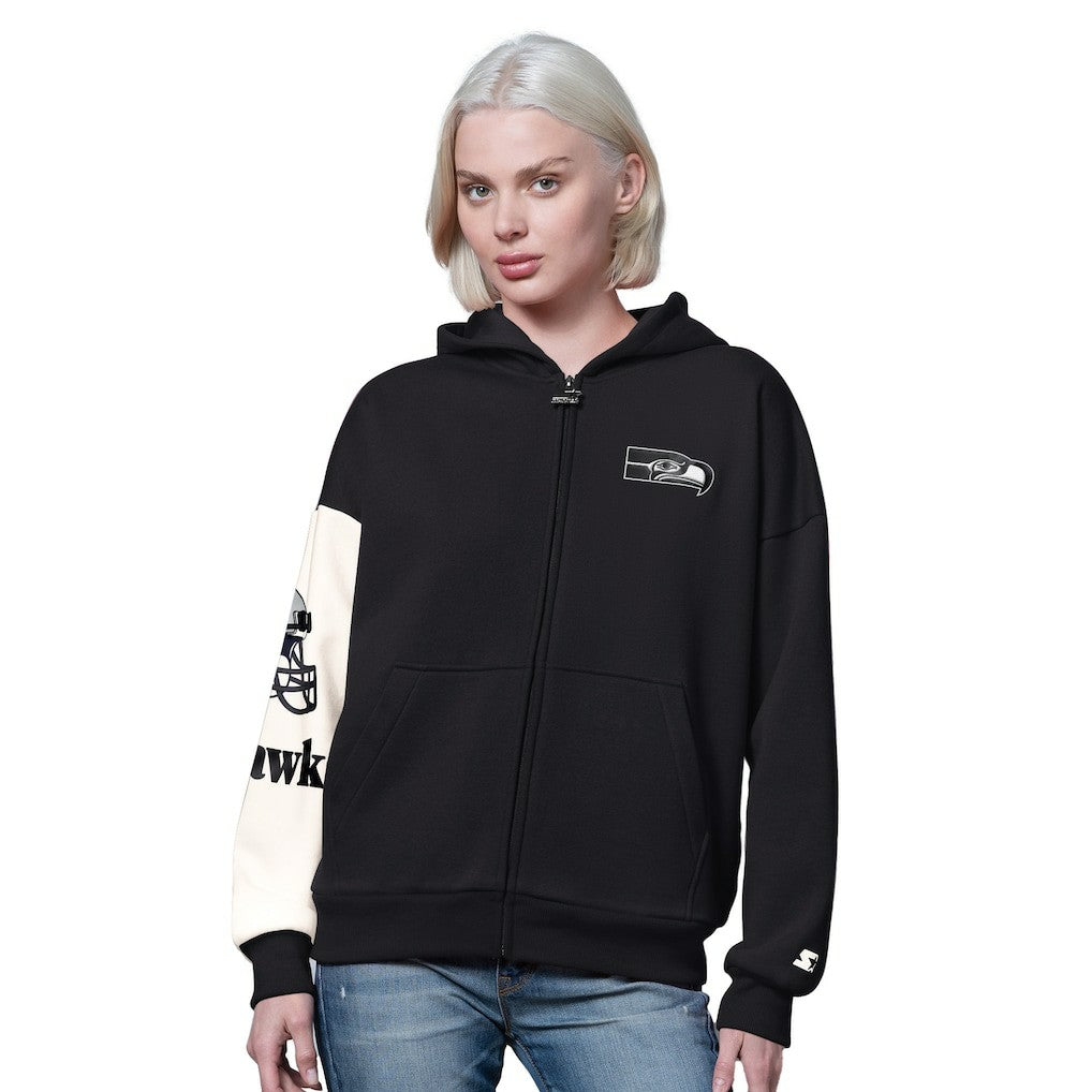 Seattle Seahawks Starter Women's 4th Down Full-Zip Hoodie - Black cheap