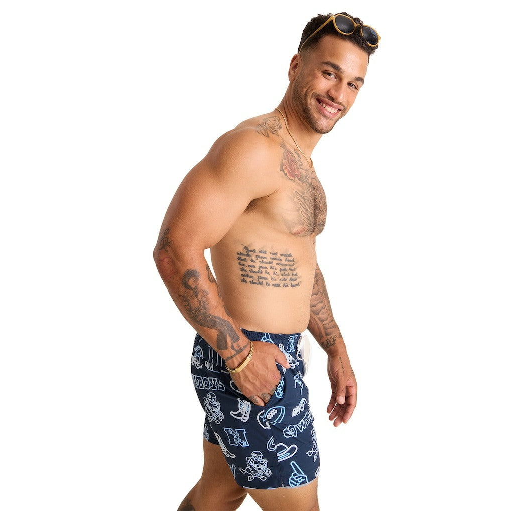 Dallas Cowboys Chubbies The Neon 5.5" Classic Lined Swim Trunks - Navy for sale