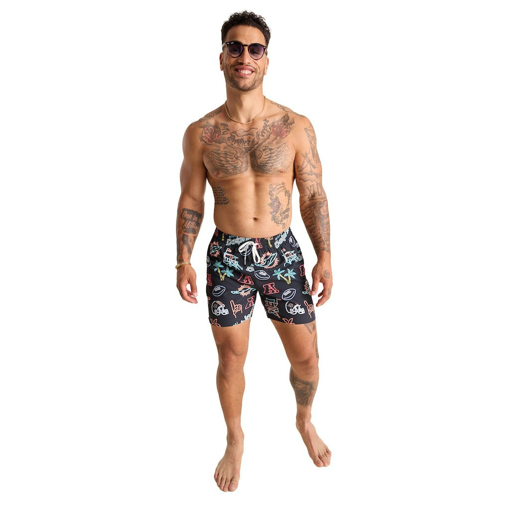 Miami Dolphins Chubbies The Neon 5.5" Classic Lined Swim Trunks - Black for sale