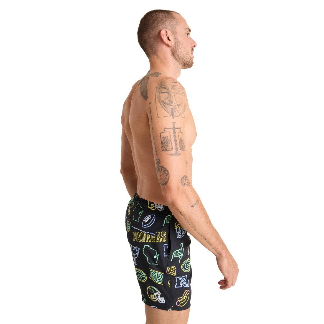 Green Bay Packers Chubbies The Neon 5.5" Classic Lined Swim Trunks - Black discount