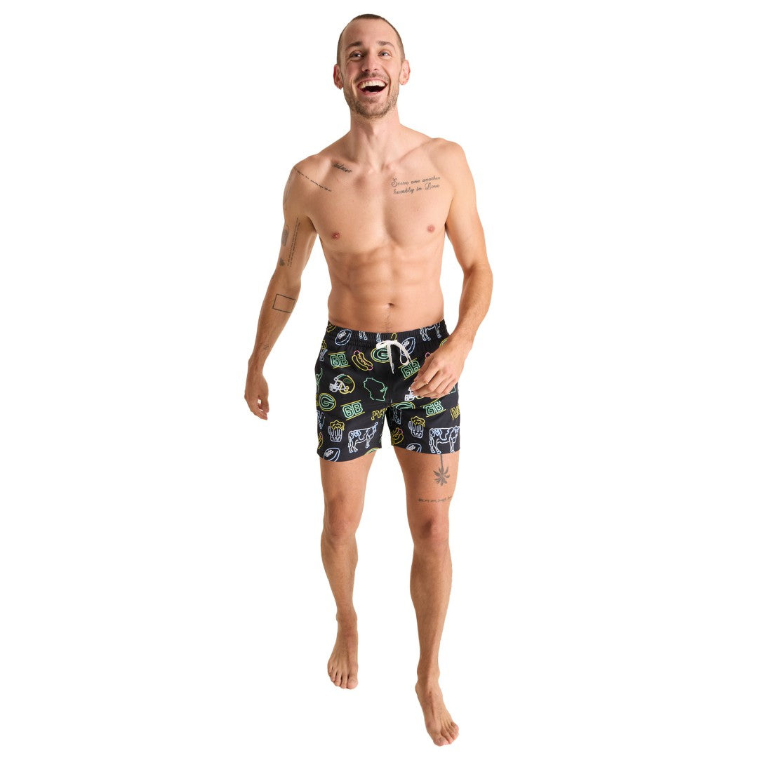Green Bay Packers Chubbies The Neon 5.5" Classic Lined Swim Trunks - Black discount