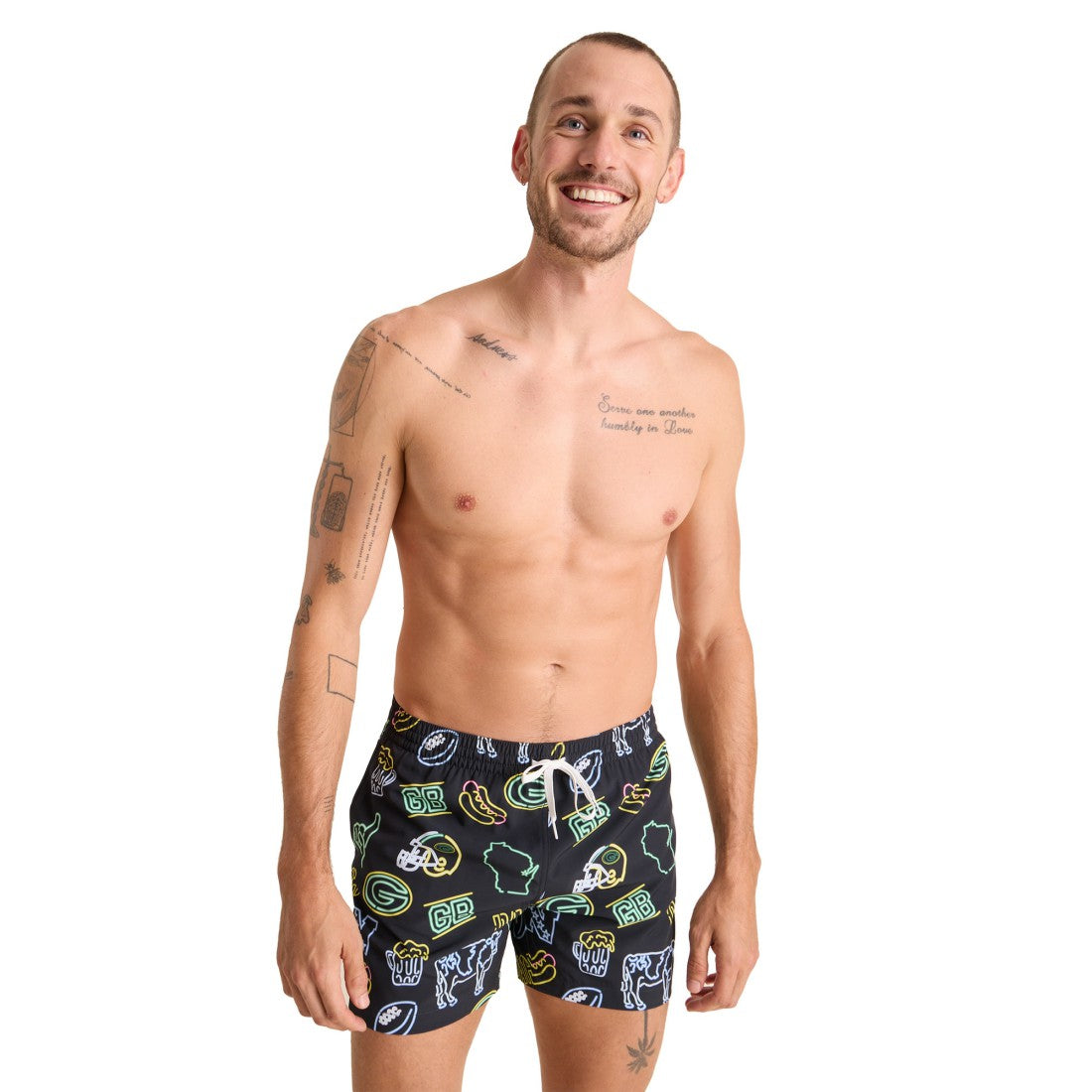 Green Bay Packers Chubbies The Neon 5.5" Classic Lined Swim Trunks - Black discount