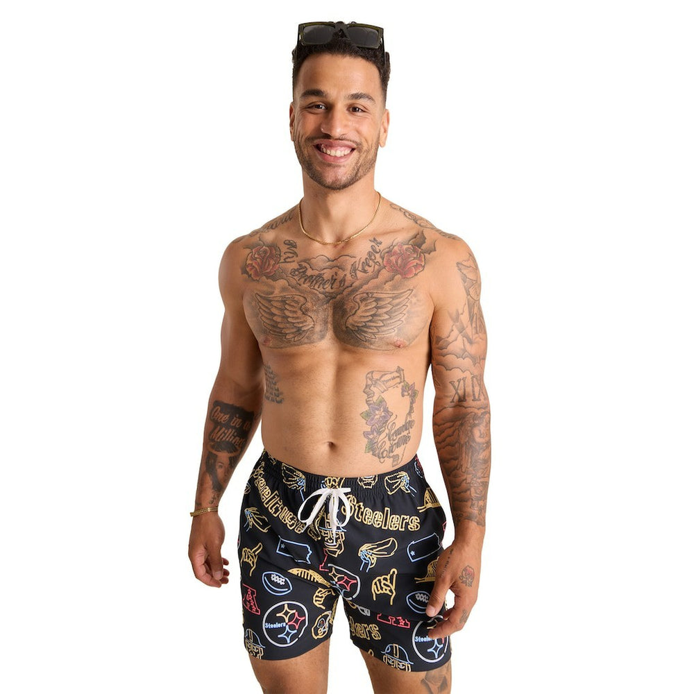 Pittsburgh Steelers Chubbies The Neon 5.5" Classic Lined Swim Trunks - Black discount