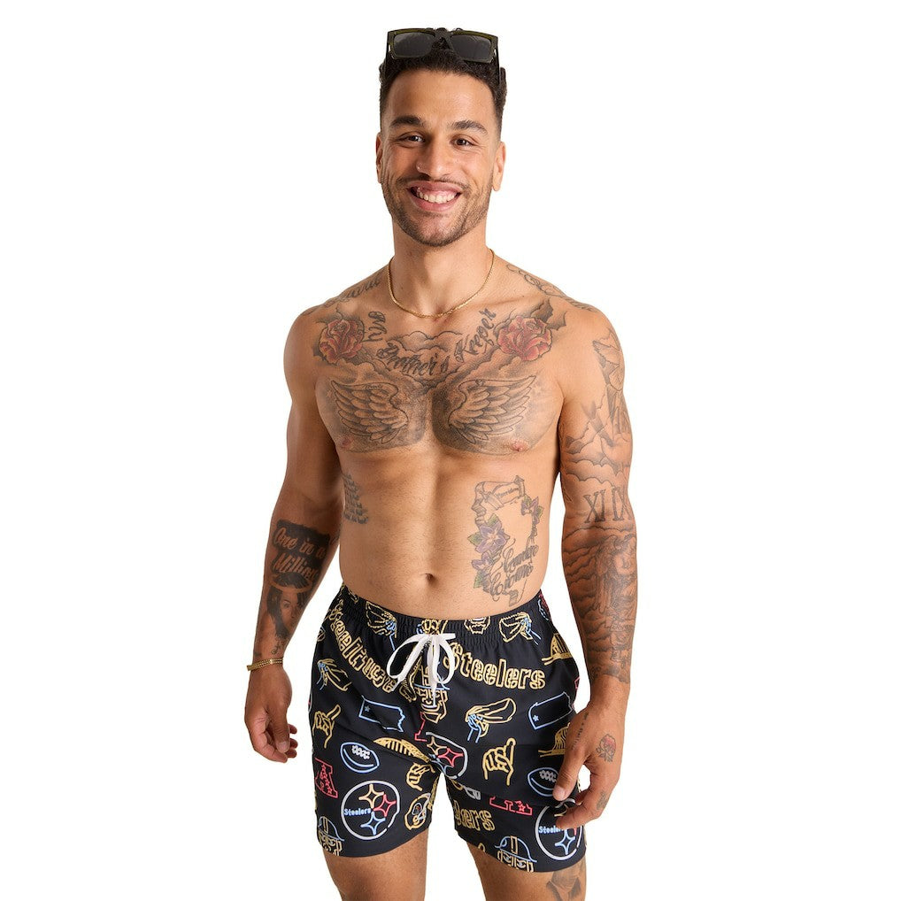 Pittsburgh Steelers Chubbies The Neon 5.5" Classic Lined Swim Trunks - Black discount