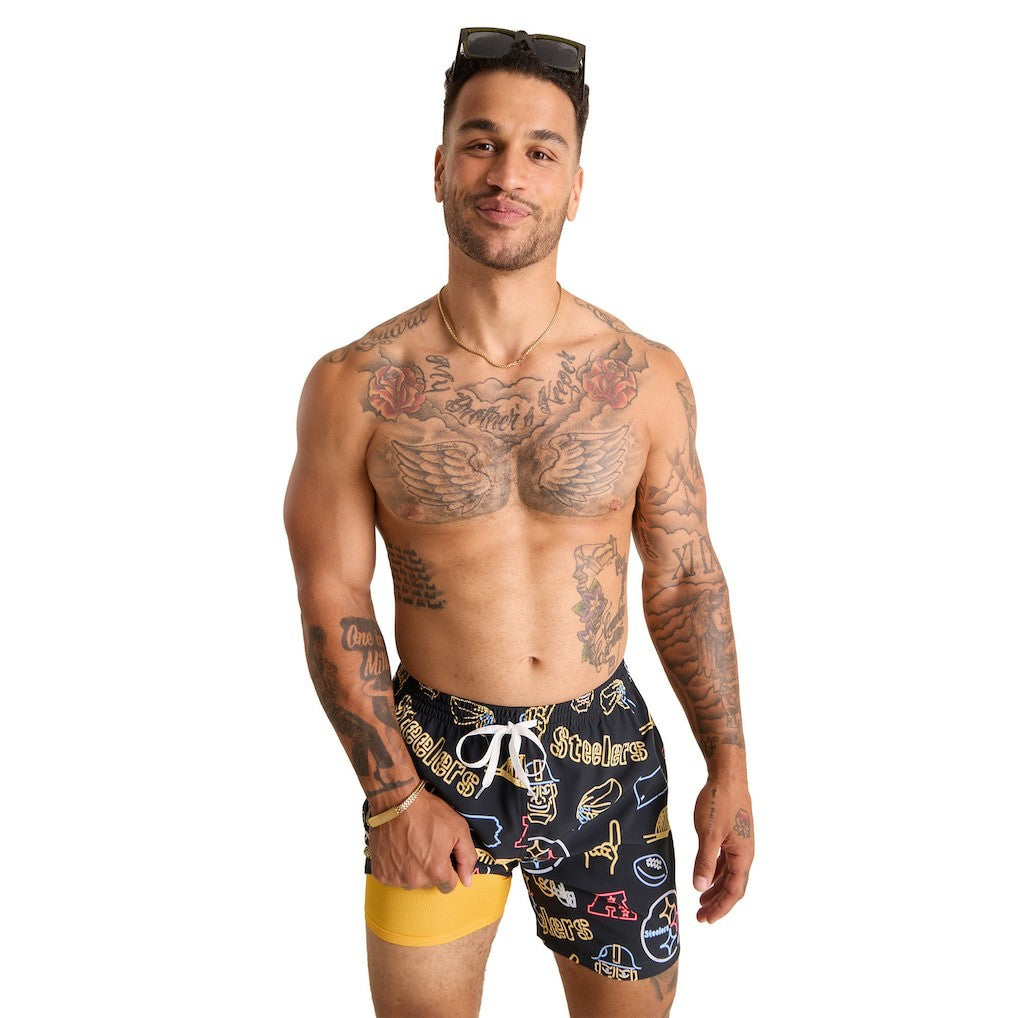 Pittsburgh Steelers Chubbies The Neon 5.5" Classic Lined Swim Trunks - Black discount