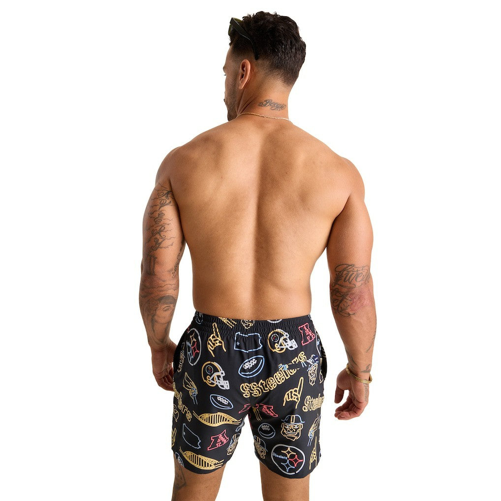 Pittsburgh Steelers Chubbies The Neon 5.5" Classic Lined Swim Trunks - Black discount