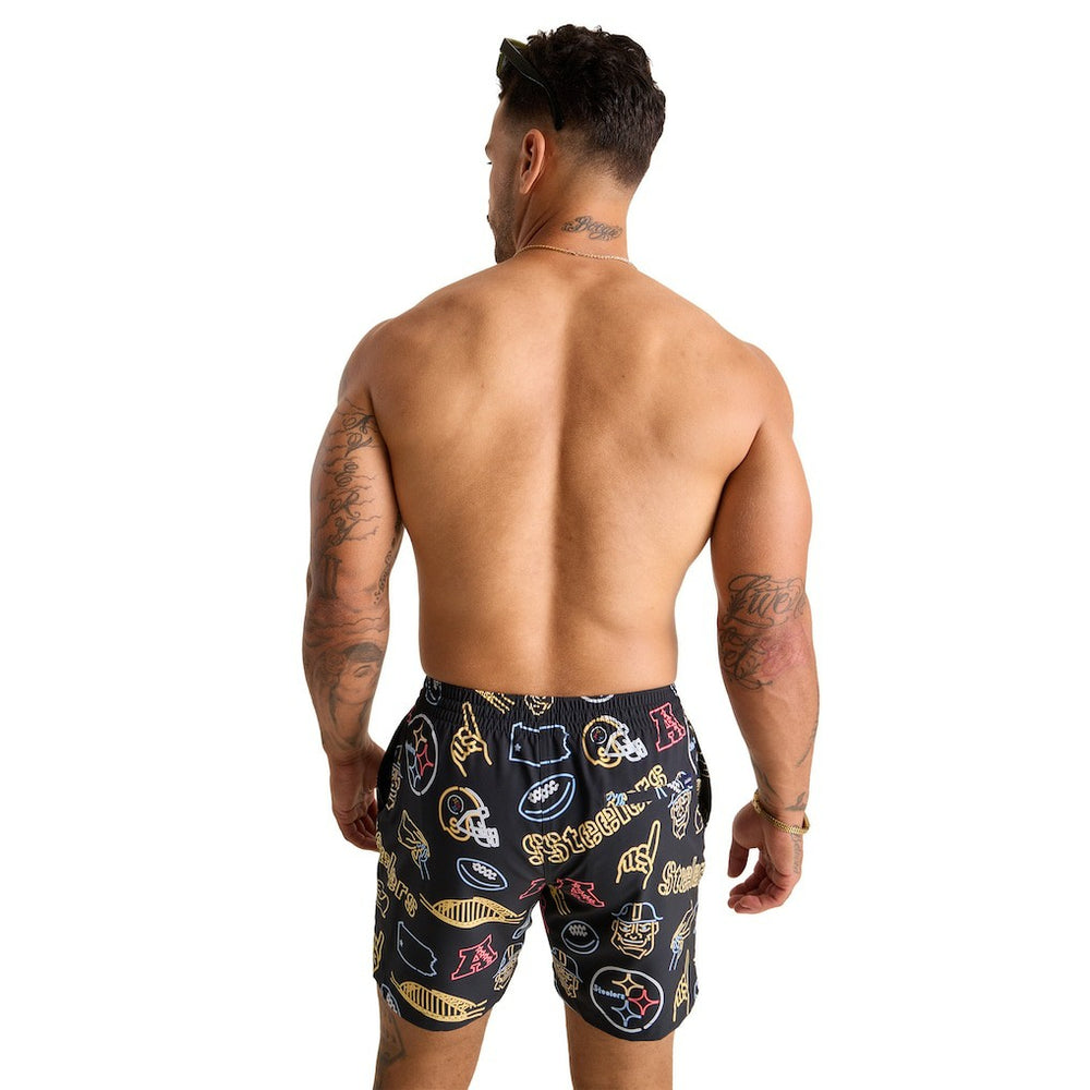 Pittsburgh Steelers Chubbies The Neon 5.5" Classic Lined Swim Trunks - Black discount