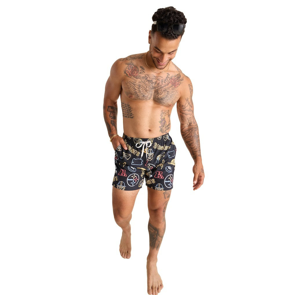 Pittsburgh Steelers Chubbies The Neon 5.5" Classic Lined Swim Trunks - Black discount