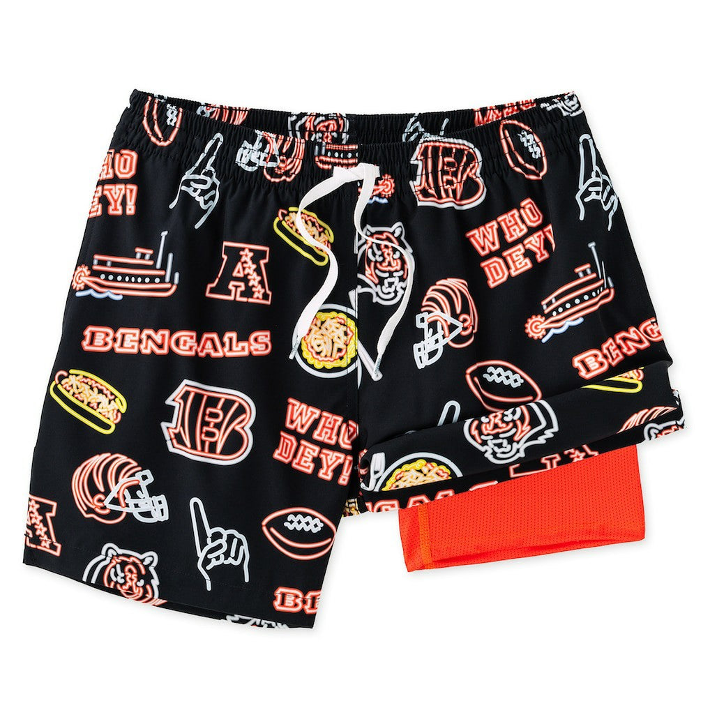 Cincinnati Bengals Chubbies The Neon 5.5" Classic Lined Swim Trunks - Black for sale