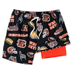 Cincinnati Bengals Chubbies The Neon 5.5" Classic Lined Swim Trunks - Black for sale