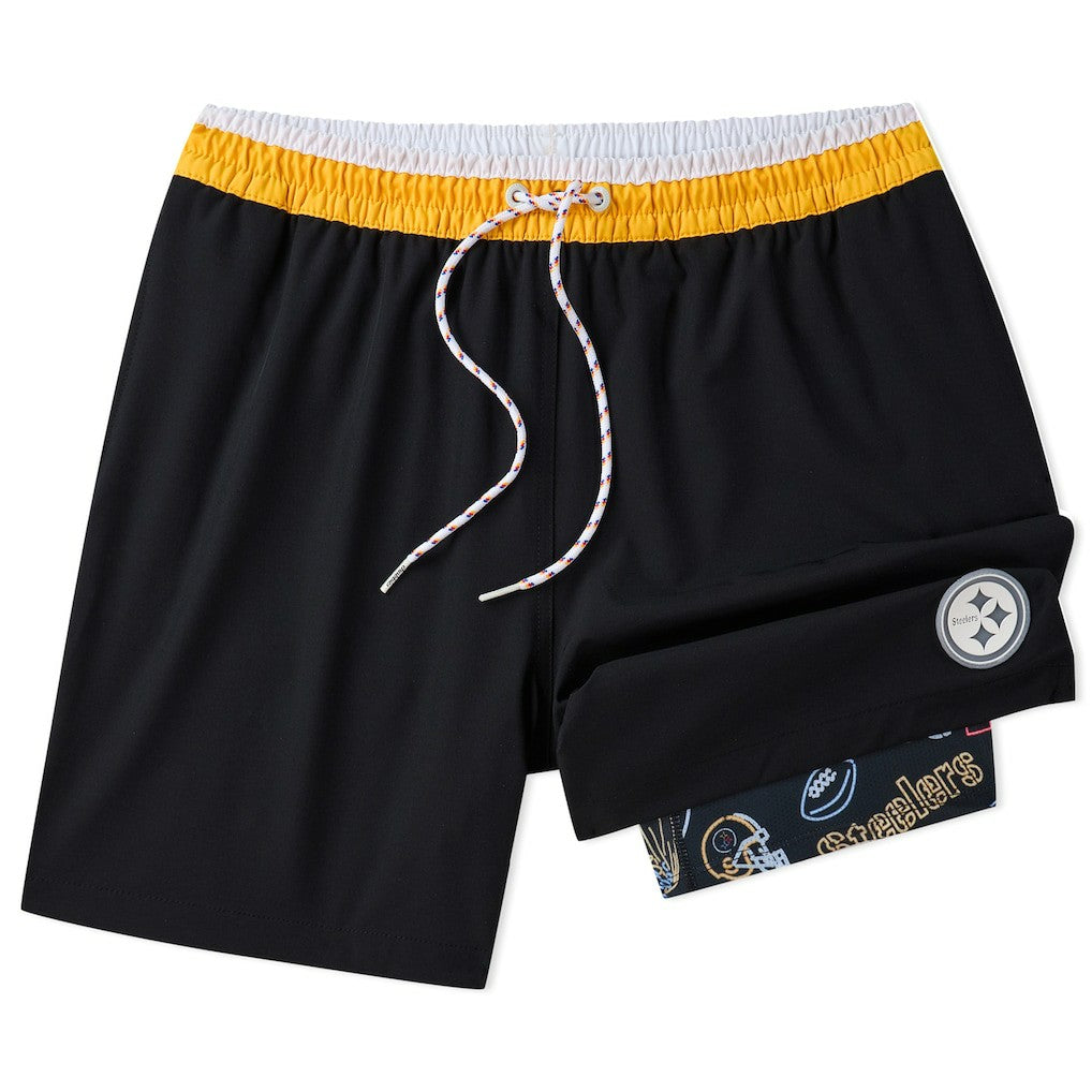 Pittsburgh Steelers Chubbies 5.5" Classic Lined Swim Trunks - Black discount