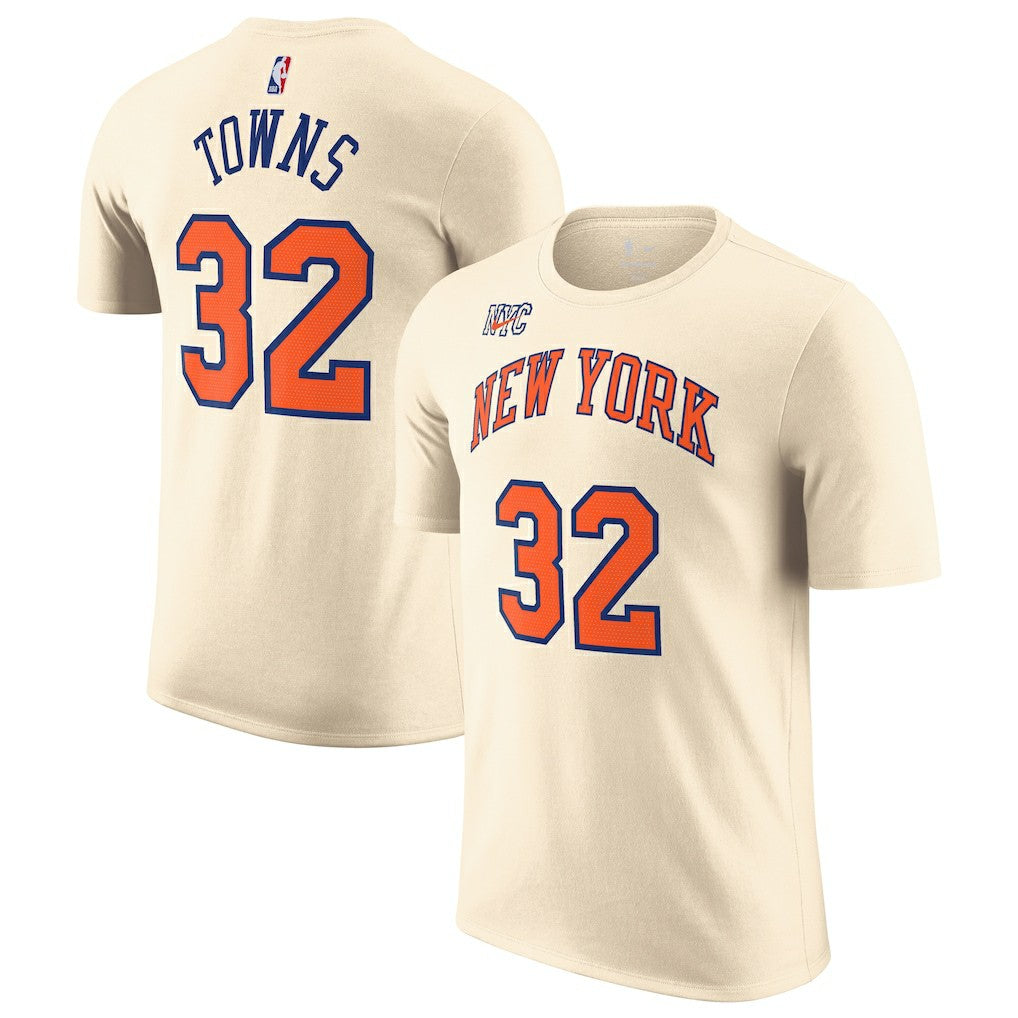 Karl-Anthony Towns New York Knicks Unisex 2025/26 City Edition Name & Number T-Shirt - Cream discount