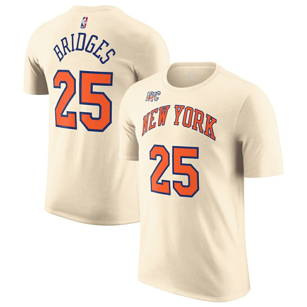 Mikal Bridges New York Knicks Unisex 2025/26 City Edition Name & Number T-Shirt - Cream online