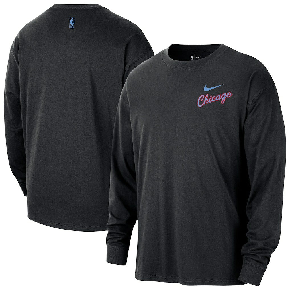 Chicago Bulls 2025/26 City Edition Remix Essential Logo Long Sleeve T-Shirt sale - Black for sale