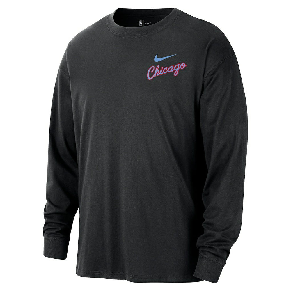Chicago Bulls 2025/26 City Edition Remix Essential Logo Long Sleeve T-Shirt sale - Black for sale