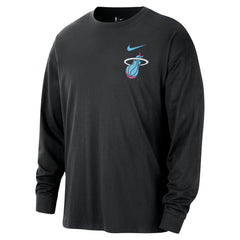 Miami Heat 2025/26 City Edition Remix Essential Logo Long Sleeve T-Shirt - Black for sale