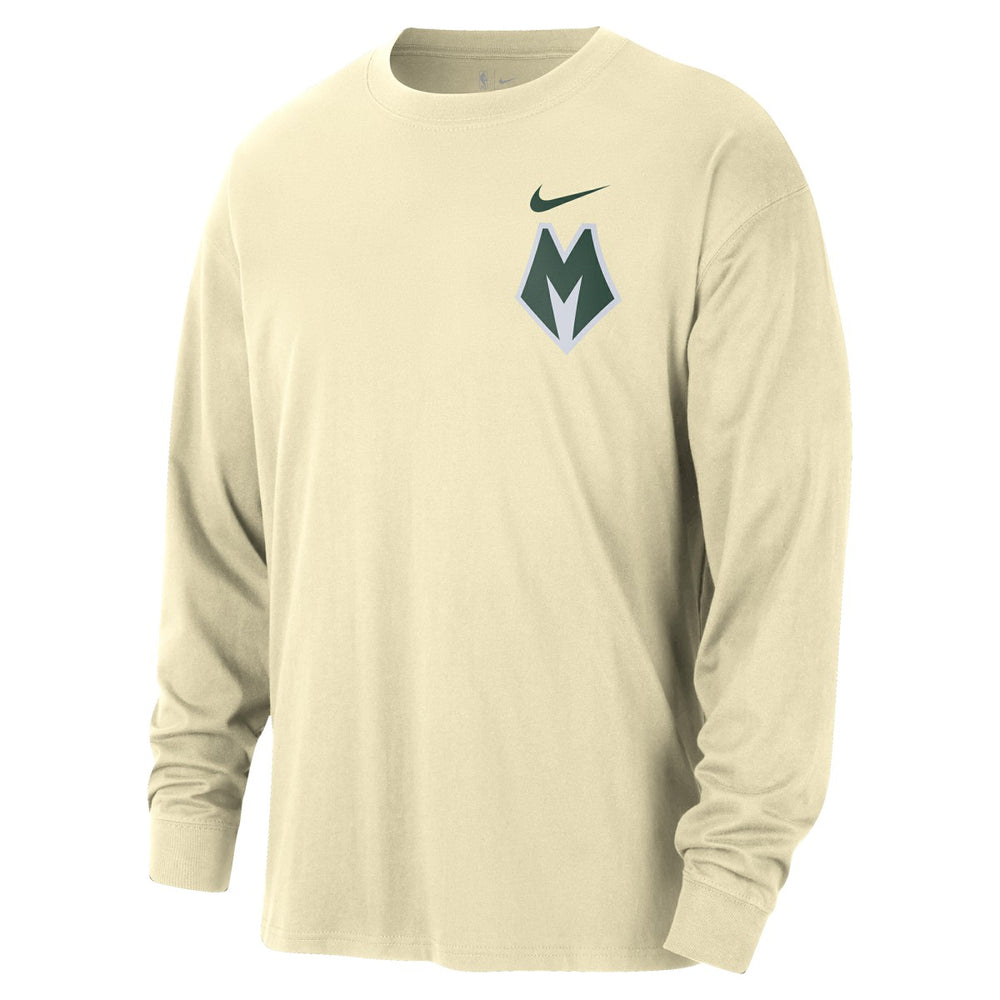 Milwaukee Bucks 2025/26 City Edition Remix Essential Logo Long Sleeve T-Shirt - Cream discount