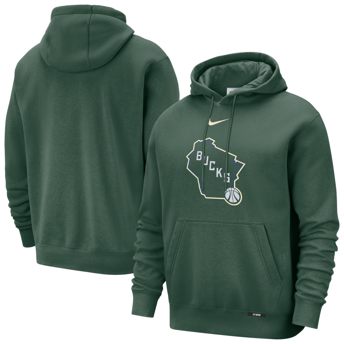 Milwaukee Bucks 2025/26 City Edition Essential Logo Remix Hoodie - Hunter Green outlet