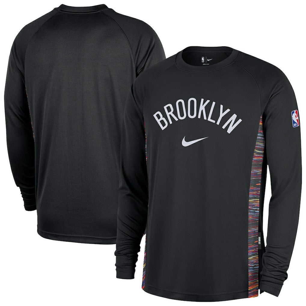 Brooklyn Nets 2025/26 City Edition Authentic Pregame Dri-FIT Long Sleeve Shooting T-Shirt - Black discount