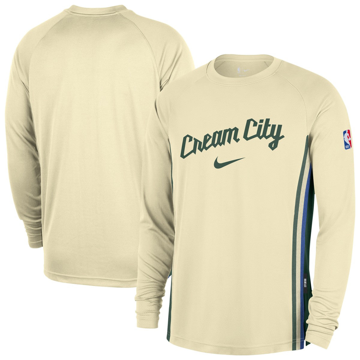 Milwaukee Bucks 2025/26 City Edition Authentic Pregame Dri-FIT Long Sleeve Shooting T-Shirt - Cream discount