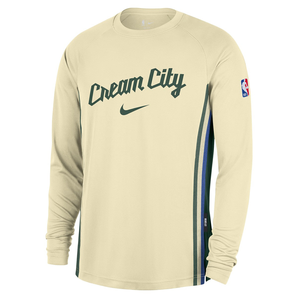 Milwaukee Bucks 2025/26 City Edition Authentic Pregame Dri-FIT Long Sleeve Shooting T-Shirt - Cream discount