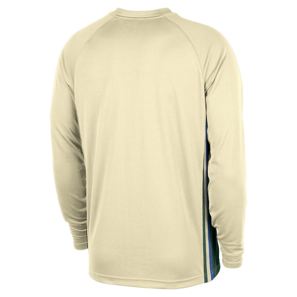 Milwaukee Bucks 2025/26 City Edition Authentic Pregame Dri-FIT Long Sleeve Shooting T-Shirt - Cream discount