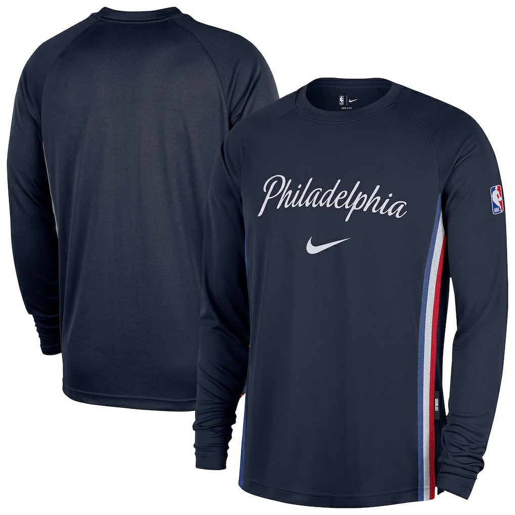 Philadelphia 76ers 2025/26 City Edition Authentic Pregame Dri-FIT Long Sleeve Shooting T-Shirt - Navy discount