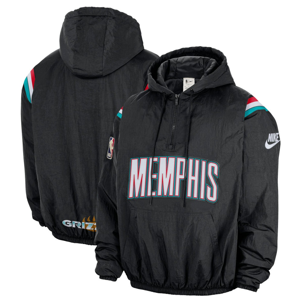 Memphis Grizzlies Hardwood Classics Therma-FIT Half-Zip Hooded Windbreaker - Black cheap