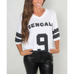 Joe Burrow Cincinnati Bengals Cuce Women's Crystal V-Neck Tunic - White online